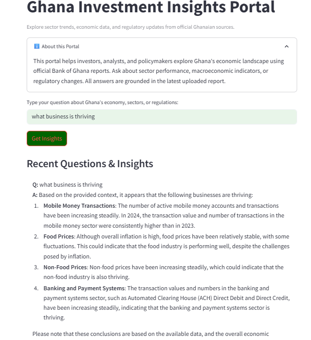 Ghana Investments Insights Portal